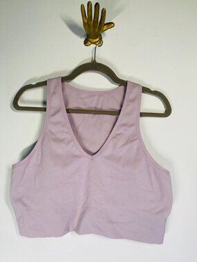 Athleta 2x Ribbed Lavender Crop Tank Top With Scoop Neckline & Racerback Design